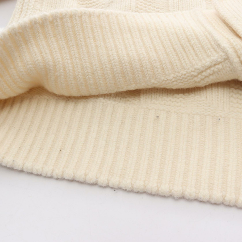 愛馬仕 (HERMES) 白色羊毛長袖開襟衫，二手女款 #34-6