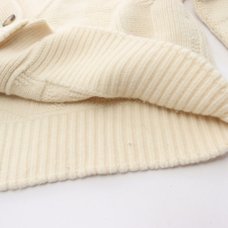 愛馬仕 (HERMES) 白色羊毛長袖開襟衫，二手女款 #34-7