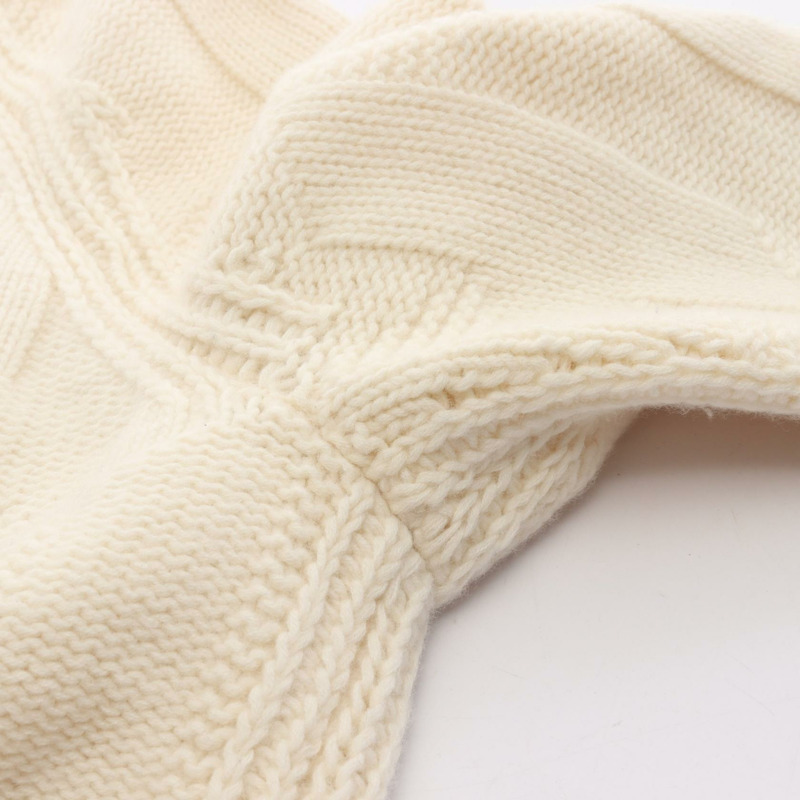 愛馬仕 (HERMES) 白色羊毛長袖開襟衫，二手女款 #34-10