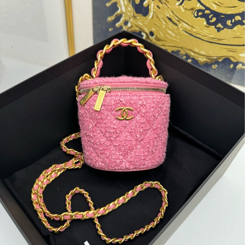 【99❤️全套】Chanel 22a手柄粉色 粗花毛呢 飯盒包水桶包野餐包 斜挎包-0