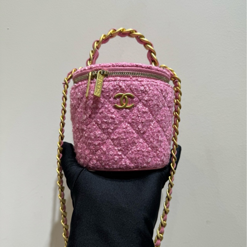 【99❤️全套】Chanel 22a手柄粉色 粗花毛呢 飯盒包水桶包野餐包 斜挎包-1