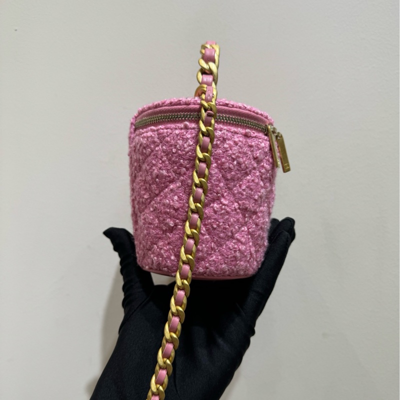 【99❤️全套】Chanel 22a手柄粉色 粗花毛呢 飯盒包水桶包野餐包 斜挎包-4
