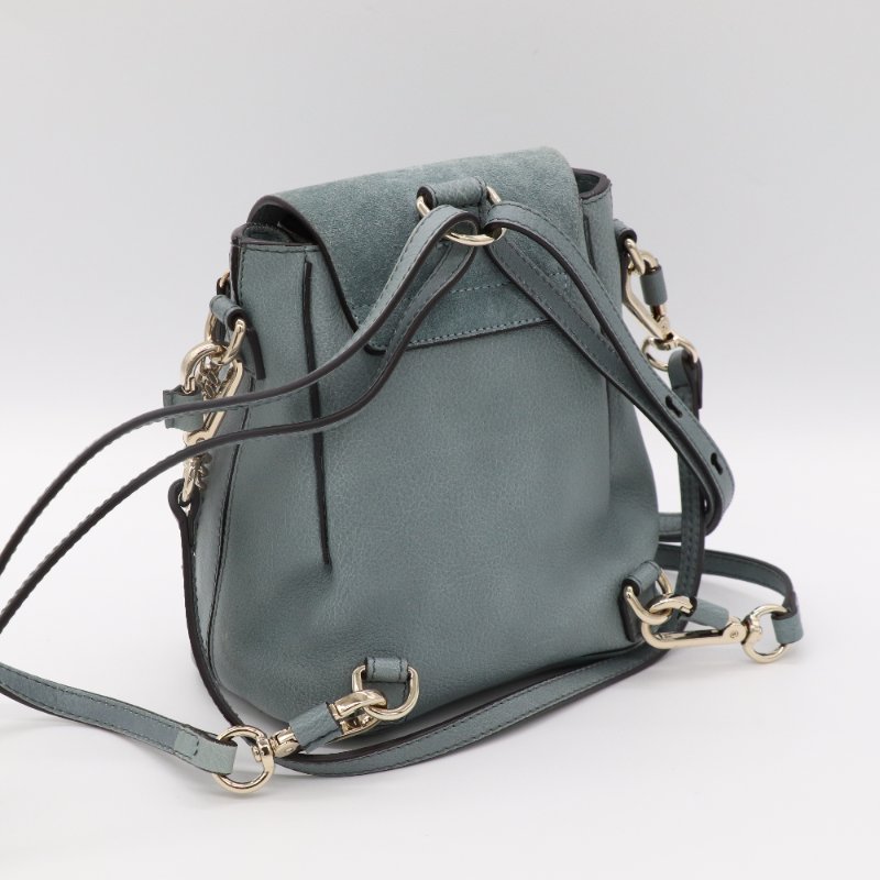 CHLOE 蔻依 霧霾藍 牛皮 麂皮 雙肩包 單肩包 小書包-4