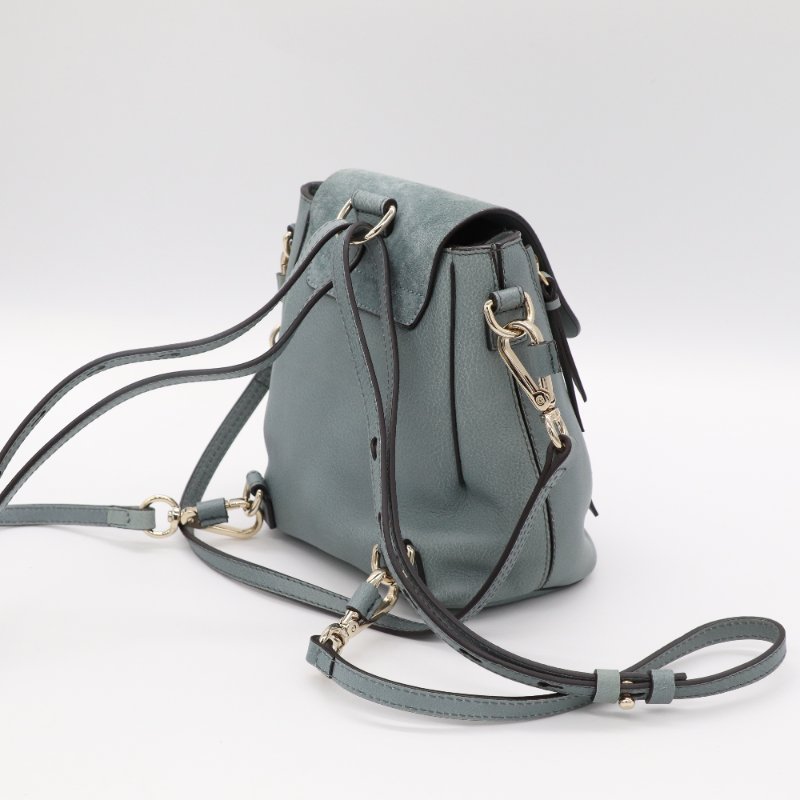 CHLOE 蔻依 霧霾藍 牛皮 麂皮 雙肩包 單肩包 小書包-5