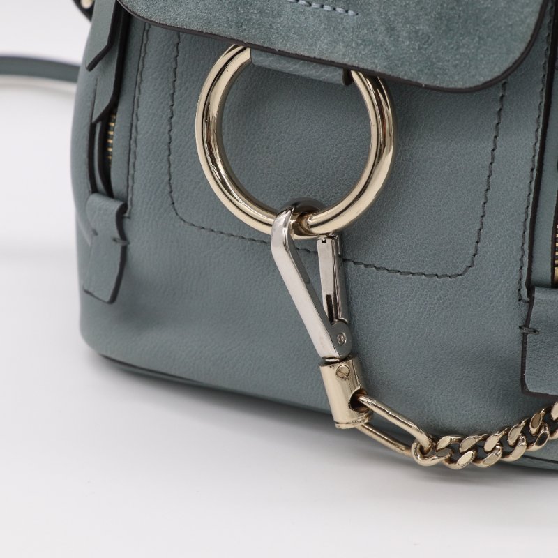 CHLOE 蔻依 霧霾藍 牛皮 麂皮 雙肩包 單肩包 小書包-6