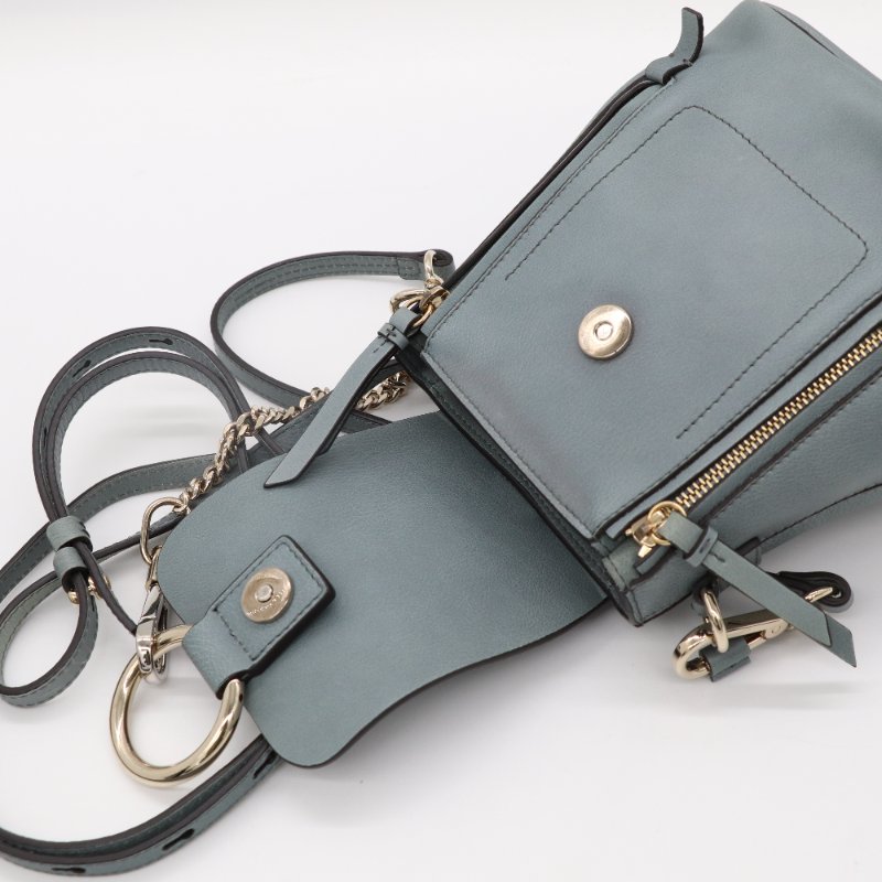 CHLOE 蔻依 霧霾藍 牛皮 麂皮 雙肩包 單肩包 小書包-7