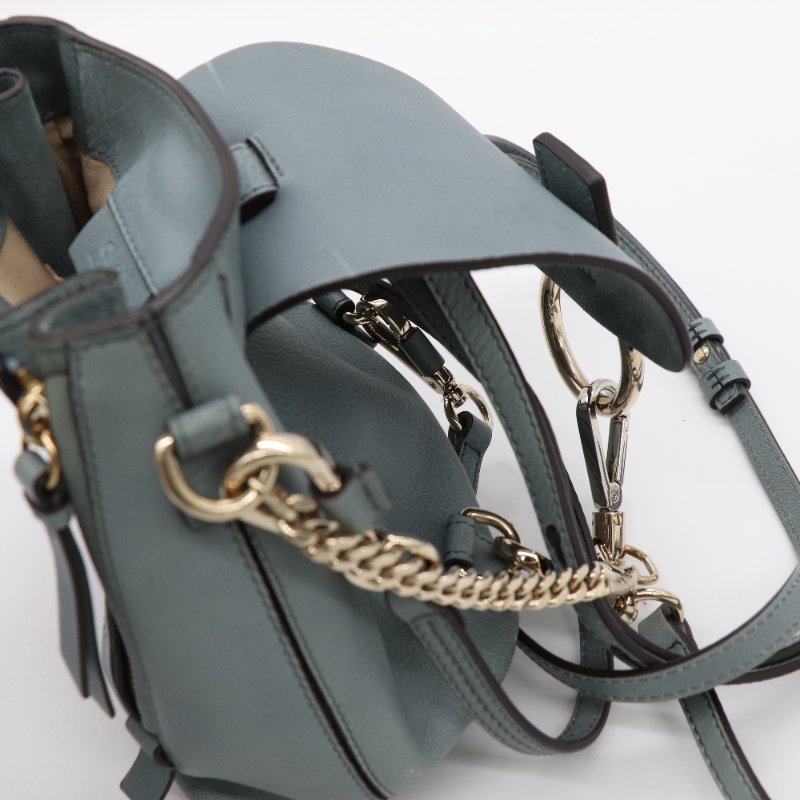 CHLOE 蔻依 霧霾藍 牛皮 麂皮 雙肩包 單肩包 小書包-9