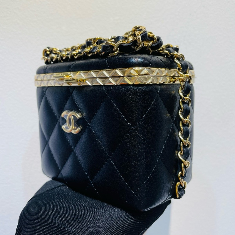 【全❤全膜大全套帶新票】Chanel 22s 新款黑金方盒子小盒子 晚宴包 鏈條包 斜挎包-3