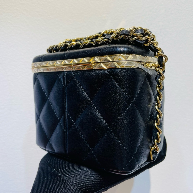【全❤全膜大全套帶新票】Chanel 22s 新款黑金方盒子小盒子 晚宴包 鏈條包 斜挎包-5