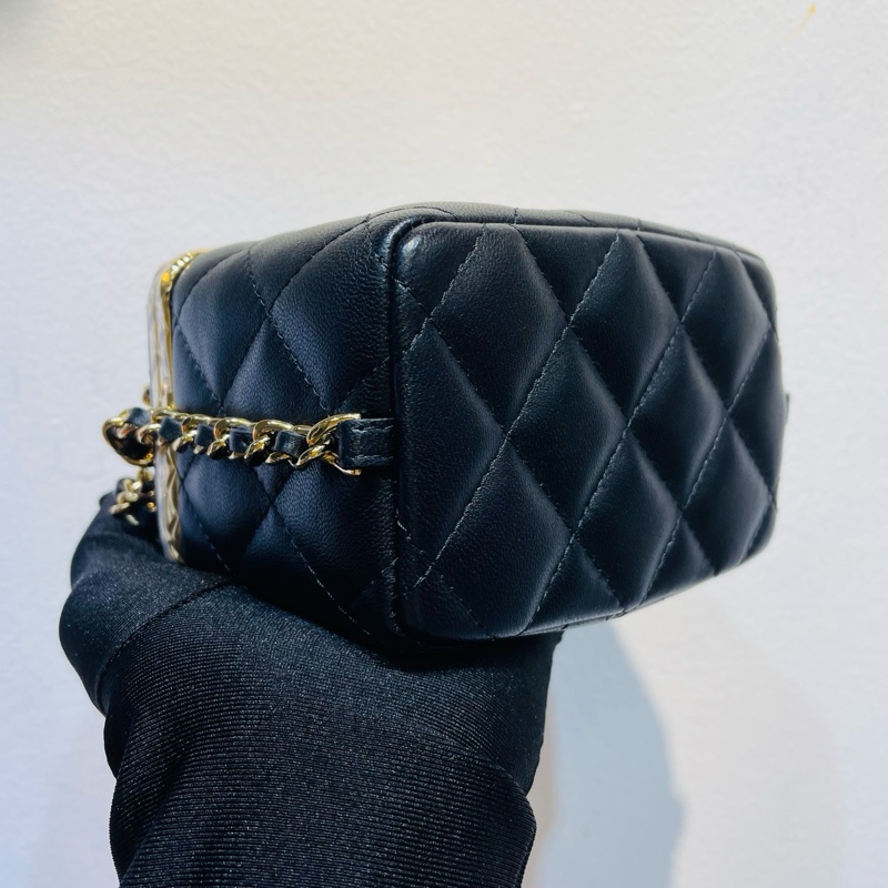 【全❤全膜大全套帶新票】Chanel 22s 新款黑金方盒子小盒子 晚宴包 鏈條包 斜挎包-6