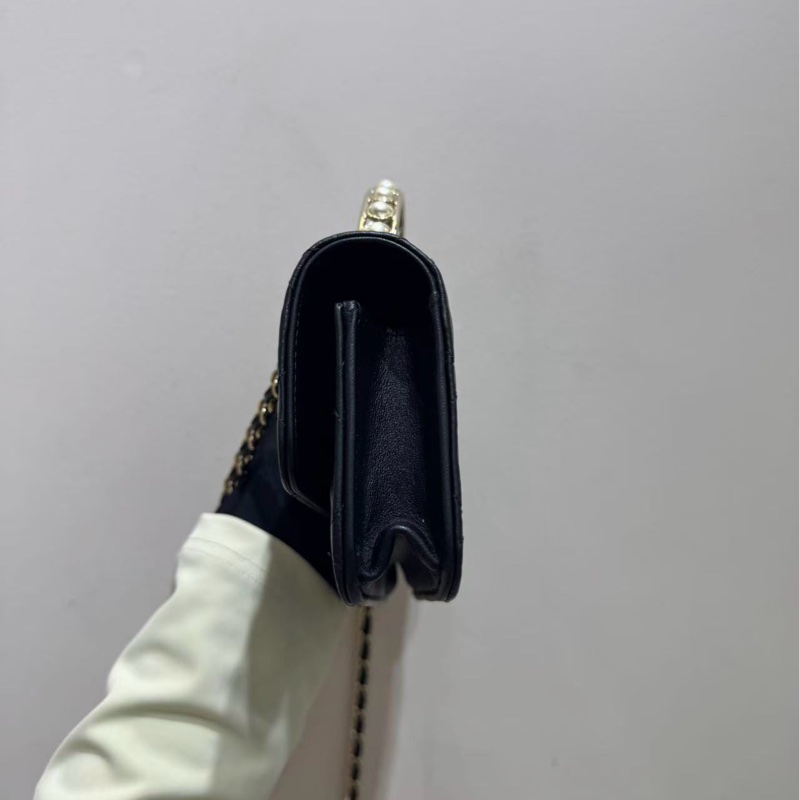 【 閒置全套❤️】Chane 黑金24S珍珠手柄 mini 風琴Woc 鏈條包斜挎包-5