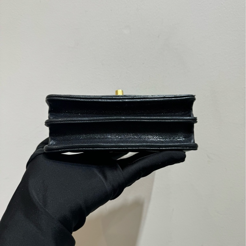 【99❤️】Chanel 23A 新款woc 黑色扣荔枝紋牛皮 風琴包 小號 斜挎包-3