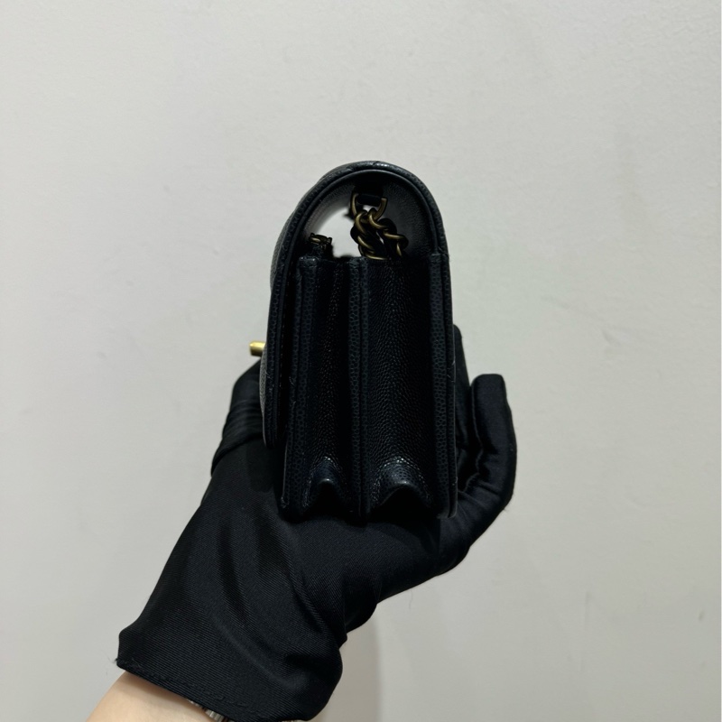 【99❤️】Chanel 23A 新款woc 黑色扣荔枝紋牛皮 風琴包 小號 斜挎包-4