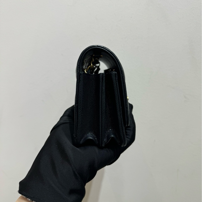 【99❤️】Chanel 23A 新款woc 黑色扣荔枝紋牛皮 風琴包 小號 斜挎包-5