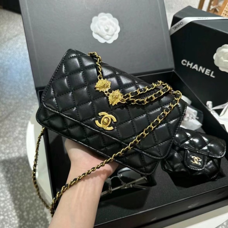【全❤️全套】Chanel23A手工坊獅子️woc 黑金 斜挎包-6