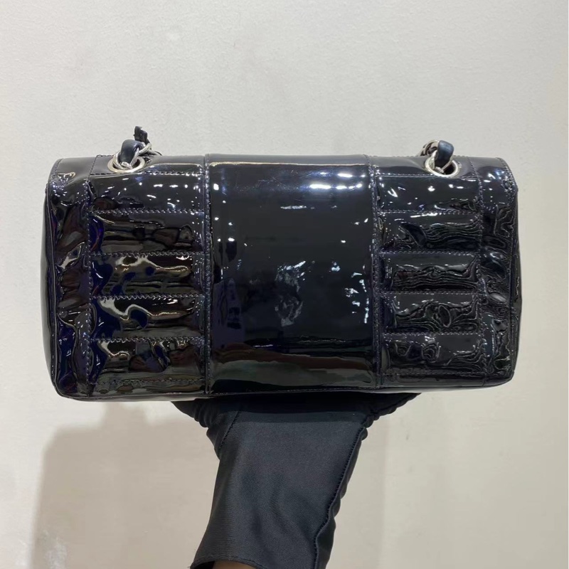 【閒置❤️】 Chanel 黑色漆皮銀鏈條⛓️單肩包斜挎包-5