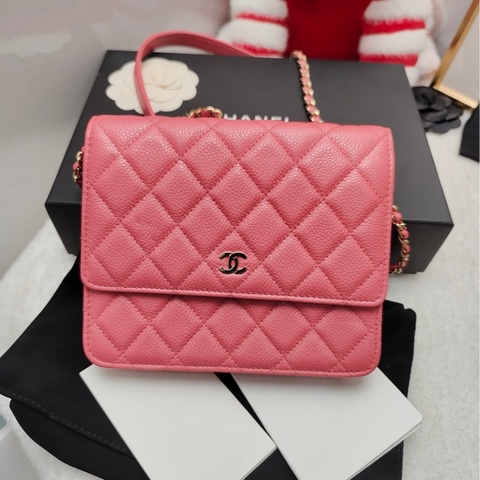 【99❤全套帶票】Chanel方胖子woc 唇膏粉金鍊 單肩包斜挎包