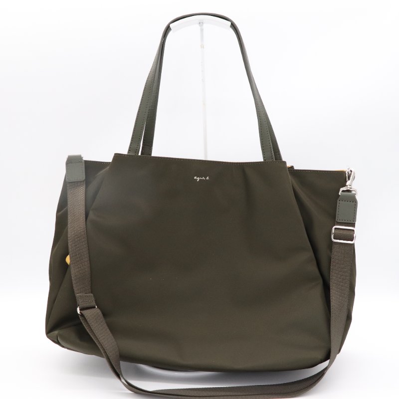 AGNES. B 軍綠色 尼龍 單肩包 托特包 超多分層 大容量 （買一贈一）-2
