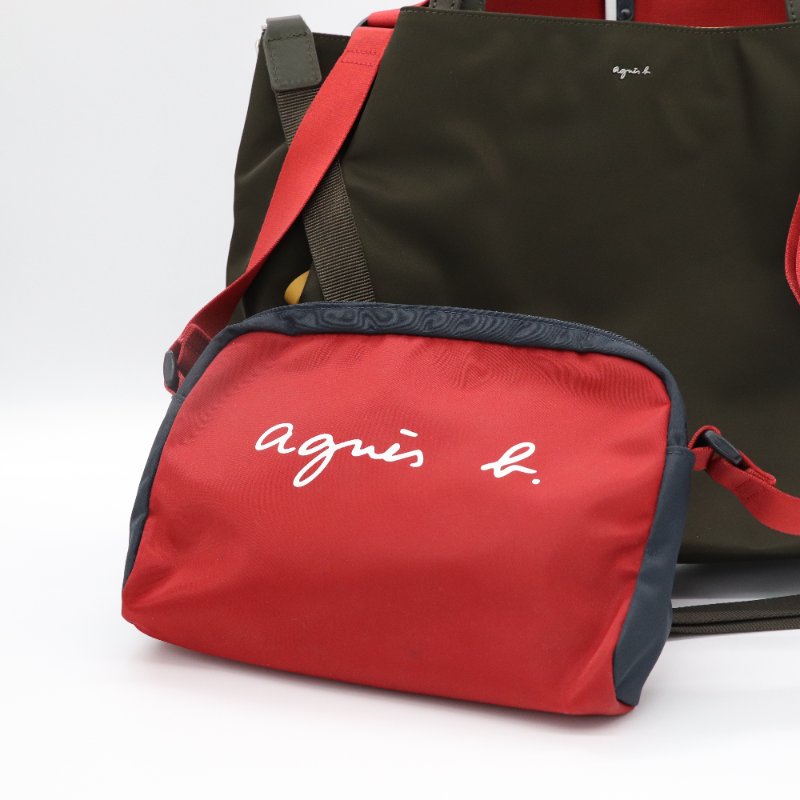 AGNES. B 軍綠色 尼龍 單肩包 托特包 超多分層 大容量 （買一贈一）-5