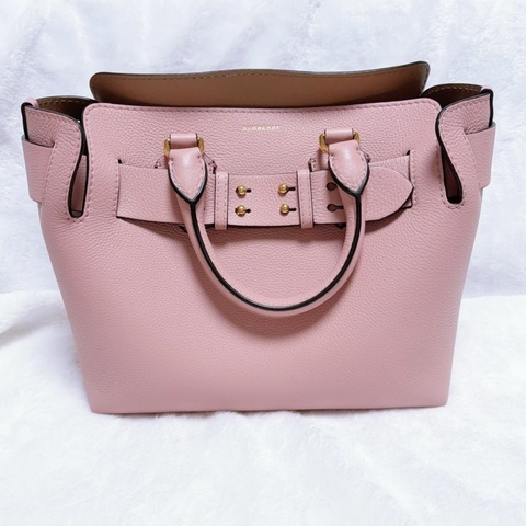 ⭐️女星同款專櫃貴款⭐️BURBERRY The Belt 小牛皮手提肩背托特包(煙燻玫瑰粉)