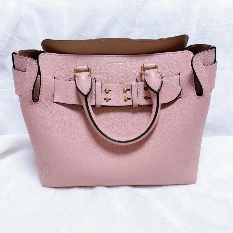 ⭐️女星同款專櫃貴款⭐️BURBERRY The Belt 小牛皮手提肩背托特包(煙燻玫瑰粉)-5