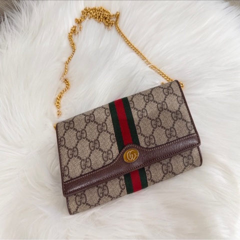 Gucci Ophidia帆布WOC鏈條包/長夾