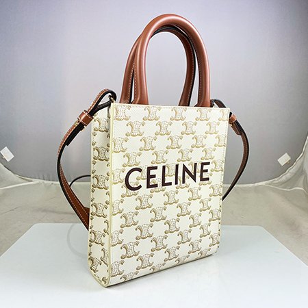 ＊奢華大道國際精品＊【CE125】CELINE白色 Triomphe 帆布MINI 直立琴譜兩用包-1