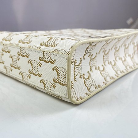 ＊奢華大道國際精品＊【CE125】CELINE白色 Triomphe 帆布MINI 直立琴譜兩用包-5