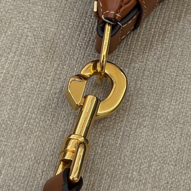 Celine 刺繡logo 小牛皮中款AVA手袋焦糖棕腋下包-8