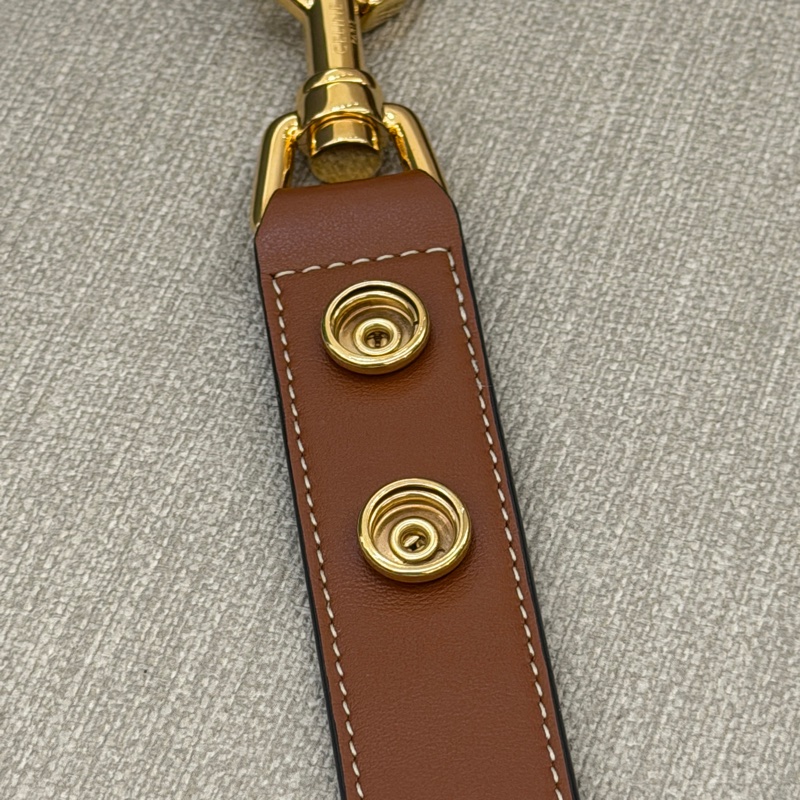 Celine 刺繡logo 小牛皮中款AVA手袋焦糖棕腋下包-11