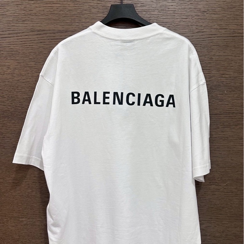 巴黎世家大白色logo短袖-2