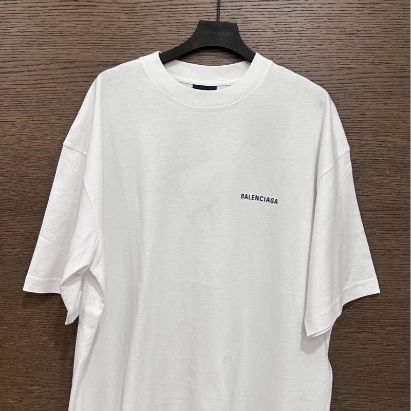 巴黎世家大白色logo短袖-4