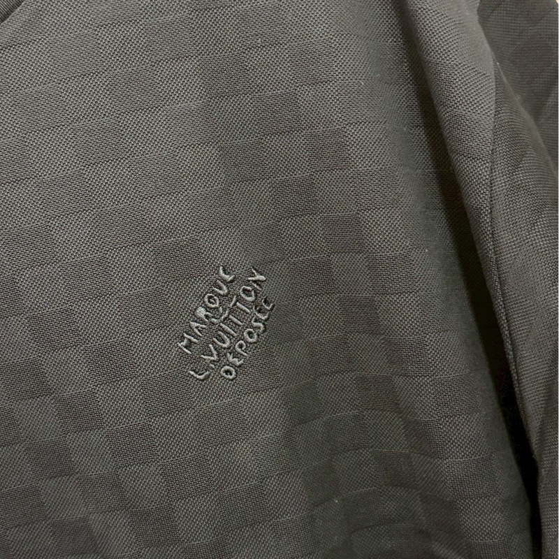 LV黑色棋盤格刺繡短袖-1
