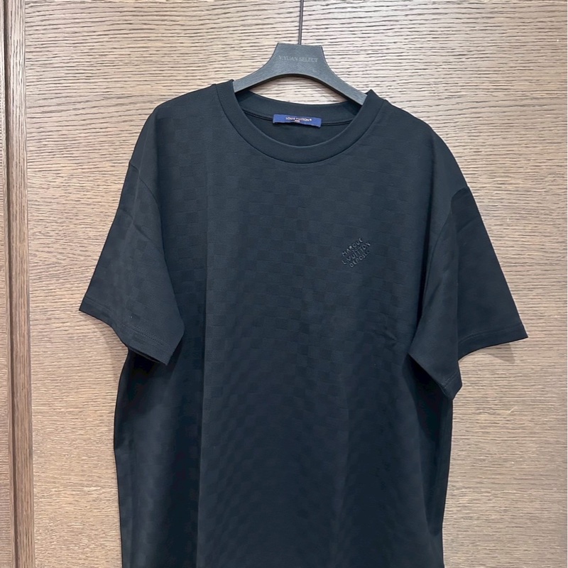 LV黑色棋盤格刺繡短袖-4