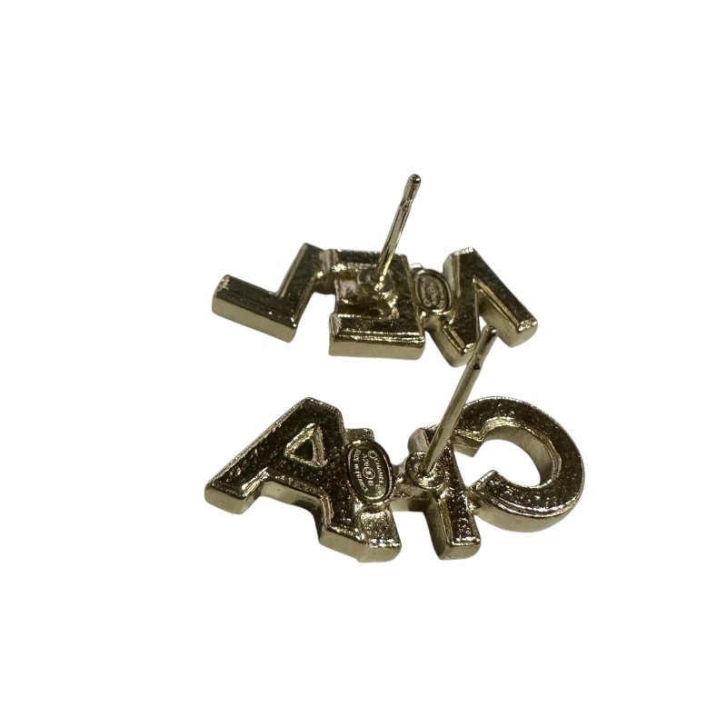 【美收精品】CHANEL銀色LOGO針式耳環 4-486-4