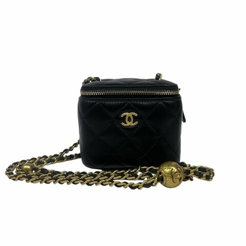 【美收精品】CHANEL黑色羊皮金球小肩背包 4-491