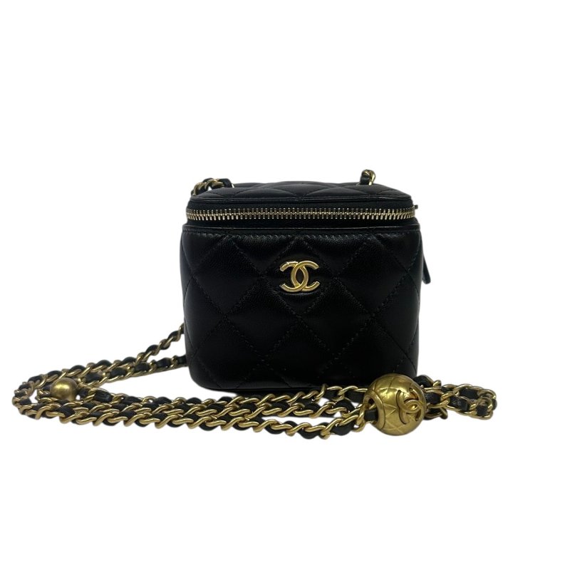 【美收精品】CHANEL黑色羊皮金球小肩背包 4-491-0