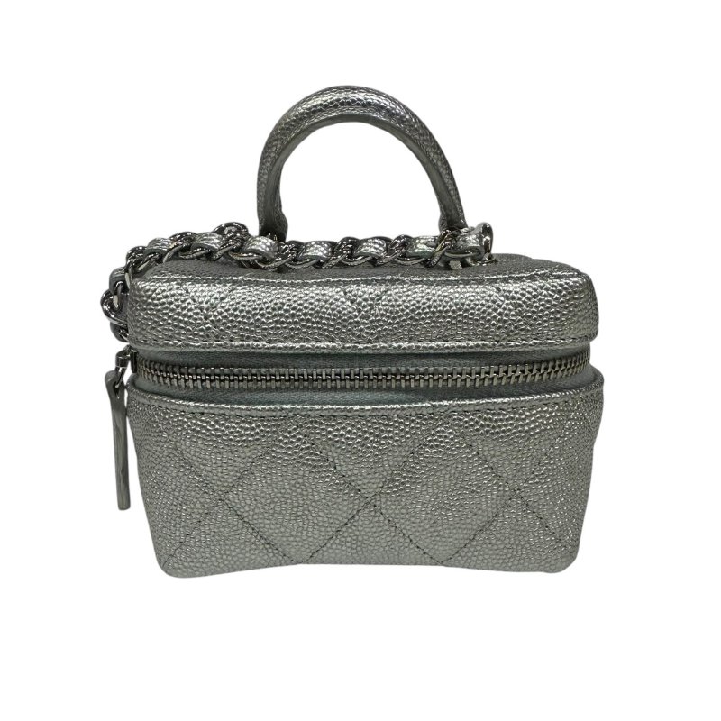 【美收精品】CHANEL銀色魚子醬小肩背包 4-484-0