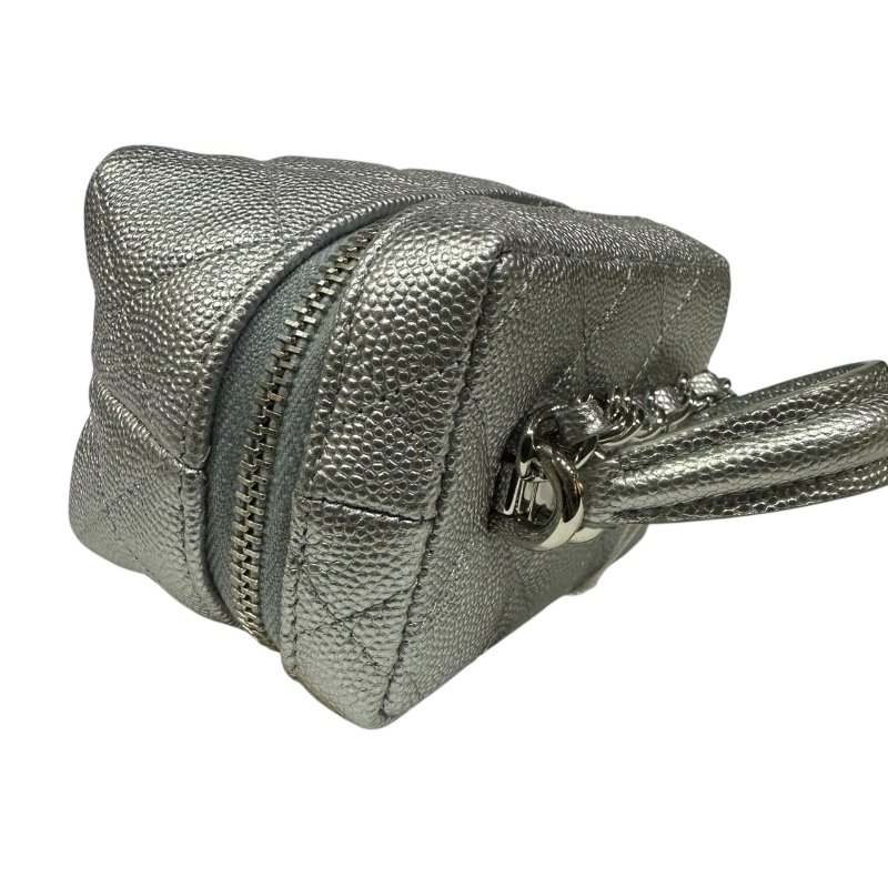 【美收精品】CHANEL銀色魚子醬小肩背包 4-484-2