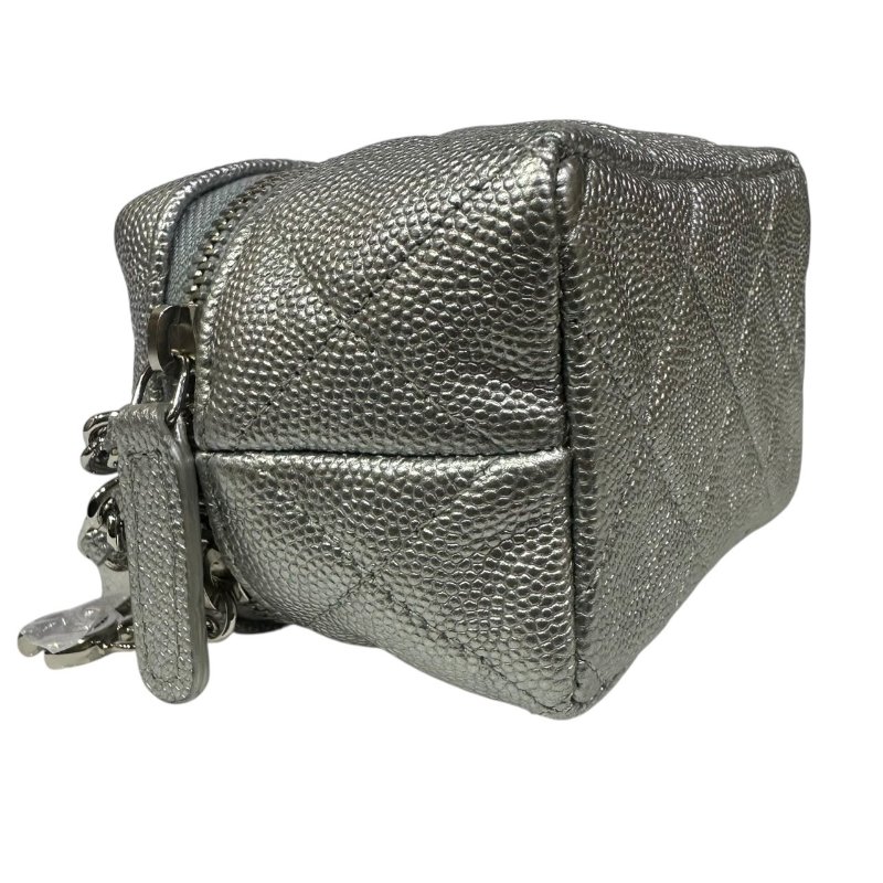 【美收精品】CHANEL銀色魚子醬小肩背包 4-484-4