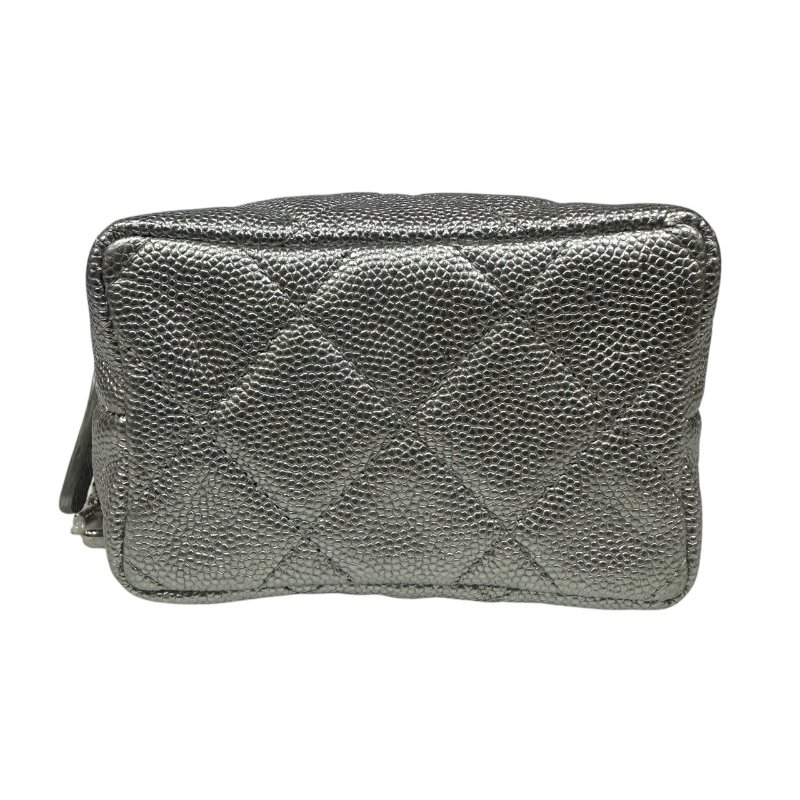 【美收精品】CHANEL銀色魚子醬小肩背包 4-484-7