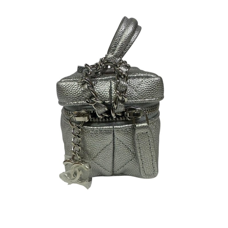 【美收精品】CHANEL銀色魚子醬小肩背包 4-484-9