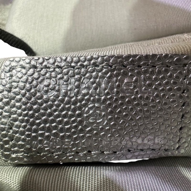 【美收精品】CHANEL銀色魚子醬小肩背包 4-484-10