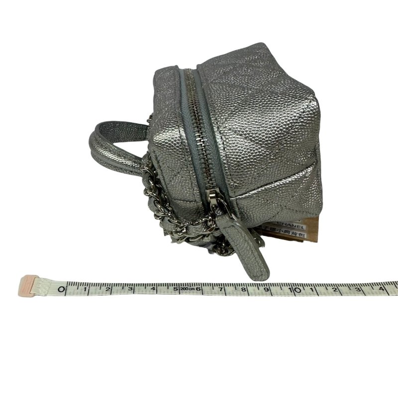 【美收精品】CHANEL銀色魚子醬小肩背包 4-484-18