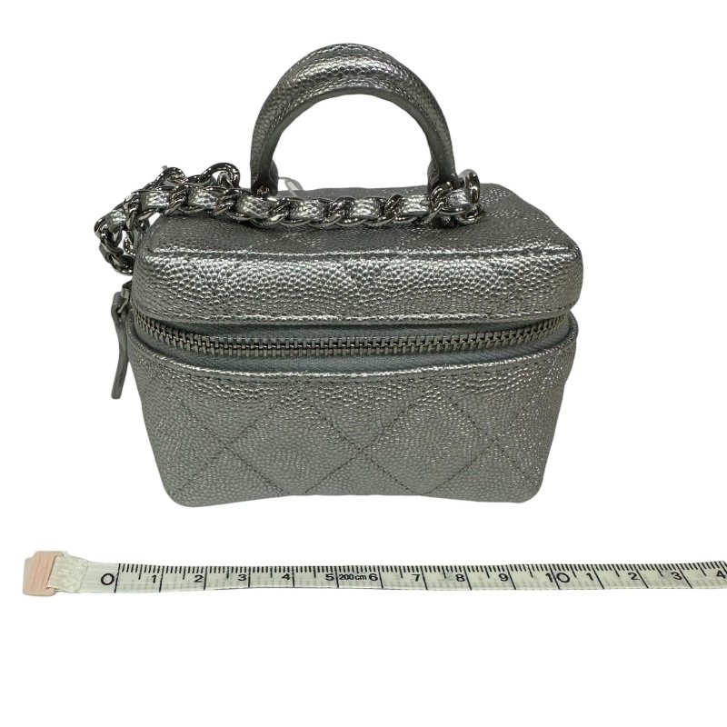 【美收精品】CHANEL銀色魚子醬小肩背包 4-484-20