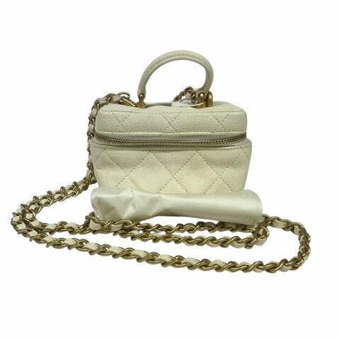 【美收精品】CHANEL白色魚子醬小肩背包 4-483