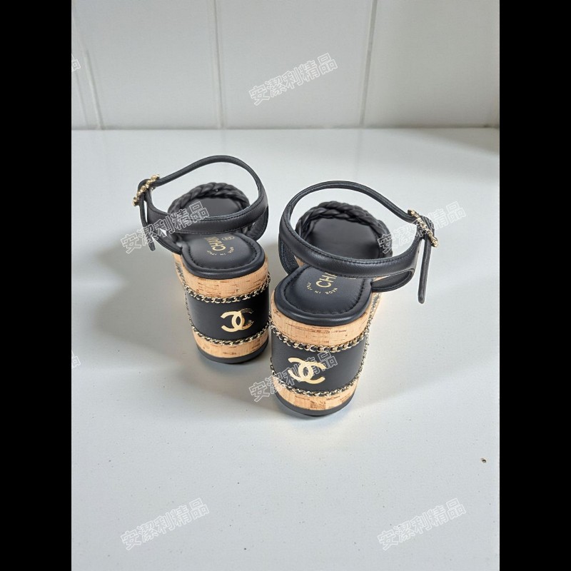 莉亞精品♡CHANEL 編織厚底涼鞋 尺碼36 近新閒置-1