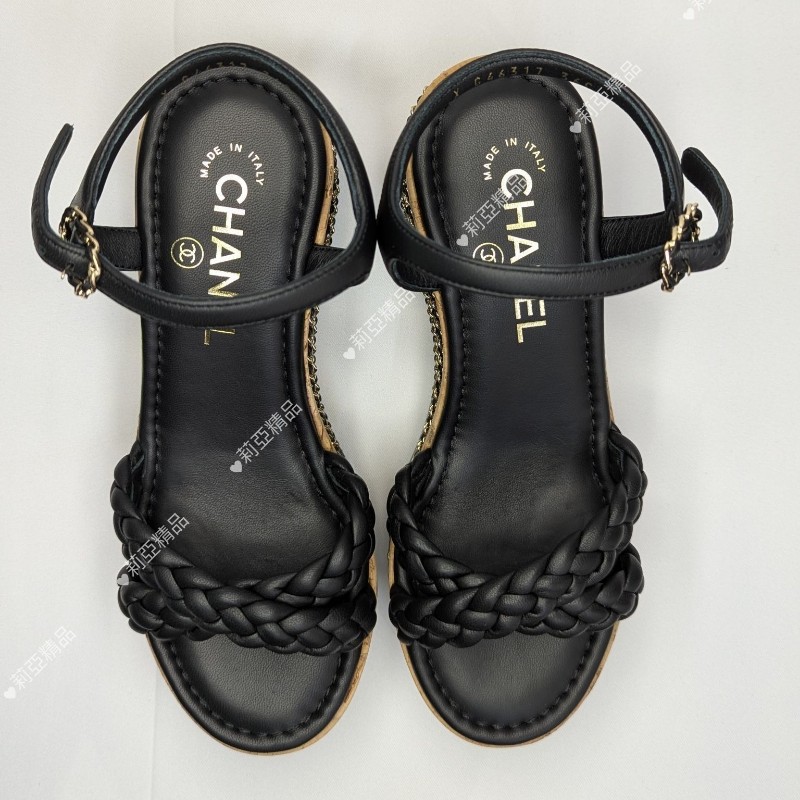 莉亞精品♡CHANEL 編織厚底涼鞋 尺碼36 近新閒置-4