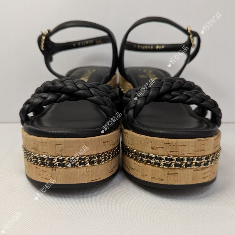 莉亞精品♡CHANEL 編織厚底涼鞋 尺碼36 近新閒置-6