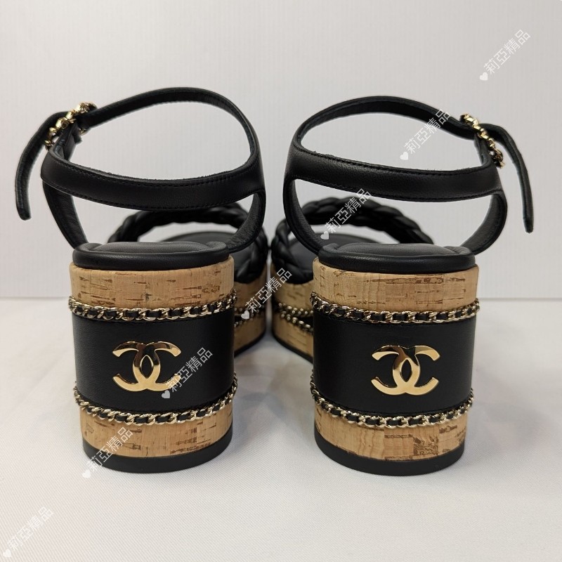 莉亞精品♡CHANEL 編織厚底涼鞋 尺碼36 近新閒置-7